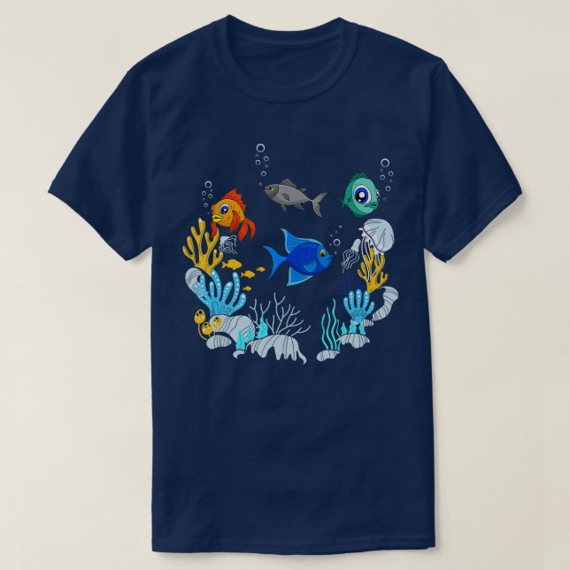 Camiseta Acuario De Pesca Escuela Submarina De Pescado (Diseño del anverso)