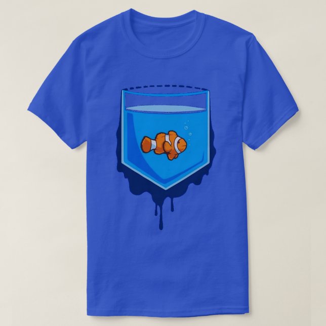 Camiseta Acuario De Pescado En Un Bolsillo Y Alrededor Del  (Diseño del anverso)