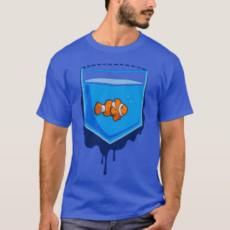 Camiseta Acuario De Pescado En Un Bolsillo Y Alrededor Del 