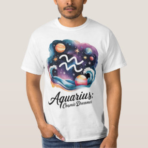 Camiseta Acuario de Sueño Cósmico Rótulo Zodiaco