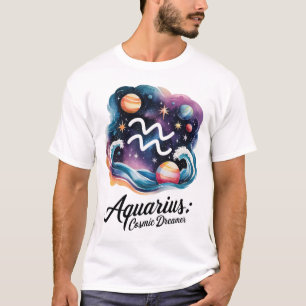 Camiseta Acuario de Sueño Cósmico Rótulo Zodiaco