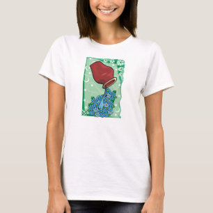 Camiseta Acuario floral con jarrón vertiendo flores azules