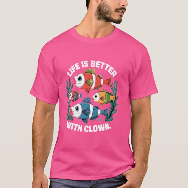 Camiseta Acuario Gracioso Pescado De Payaso Para Hombres Mu (Anverso)