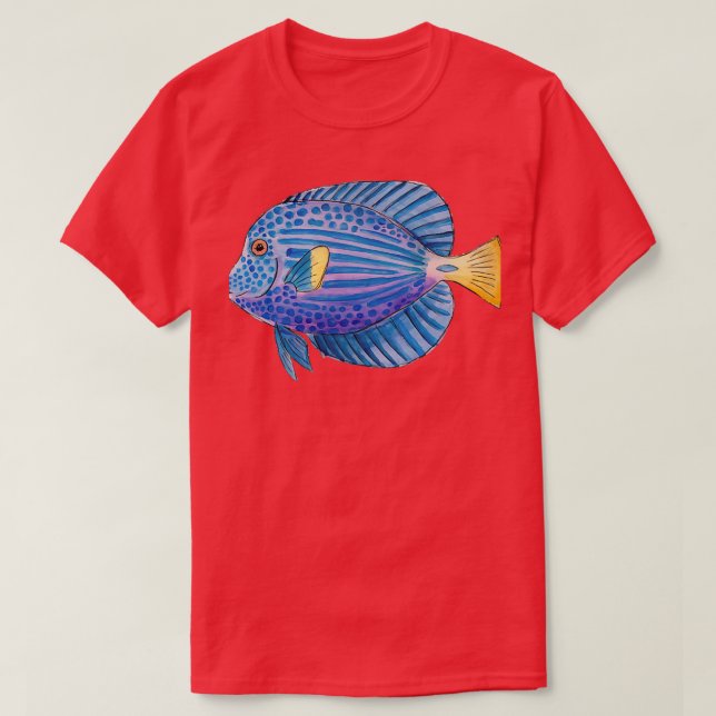 Camiseta Acuario Pescado morado de ang en acuarela (Diseño del anverso)