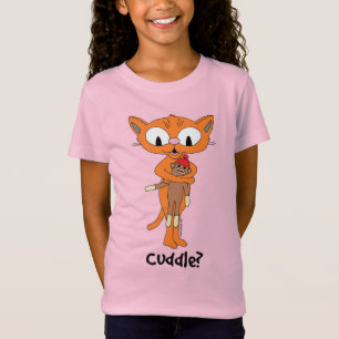 Camiseta ¿Acurrucar? Gato de dibujos animados naranja lindo