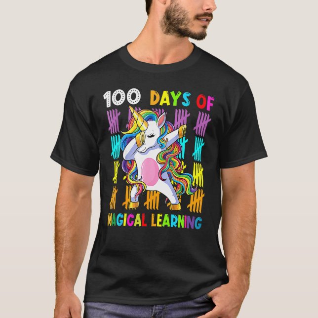 Camiseta Adabbing Unicornio 100 días de aprendizaje mágico  (Anverso)