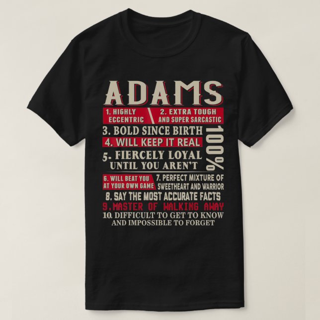 Camiseta Adams Name Gift Adams  Adams Surname  (Diseño del anverso)