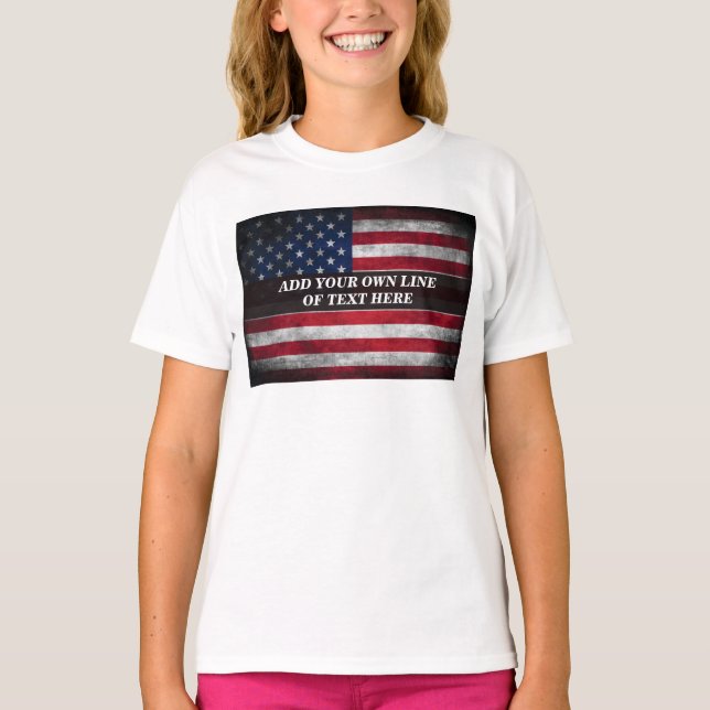 Camiseta Add your text on American flag  (Anverso)