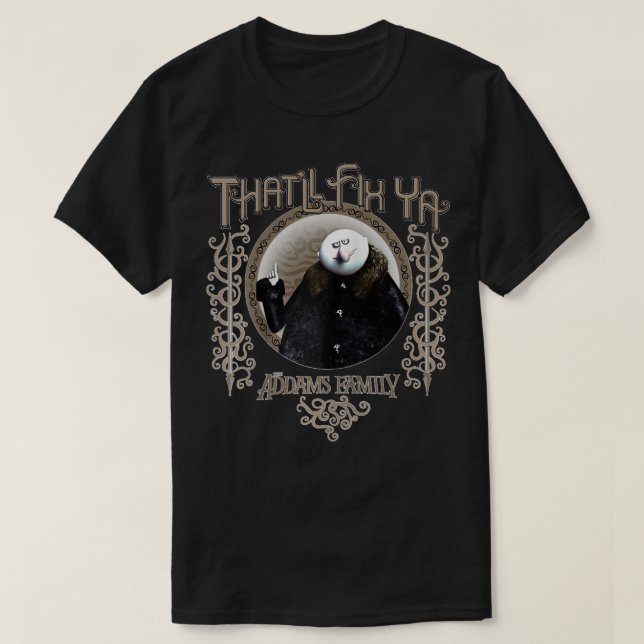 Camiseta Addams Family Uncle Fester que arreglará tu retrat (Diseño del anverso)