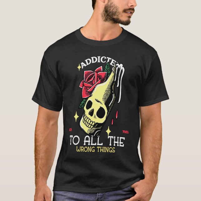 Camiseta Addicted To All Wrong Things Tattoo Artwork VLV Sk (Anverso)