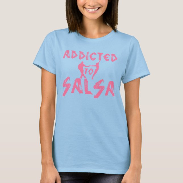 Camiseta ADDICTED to SALSA tshirt with dancing couple (Anverso)