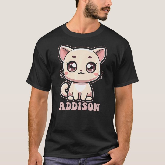 Camiseta Addison Cute Kitty Cat Design for Girls Name Addis (Anverso)
