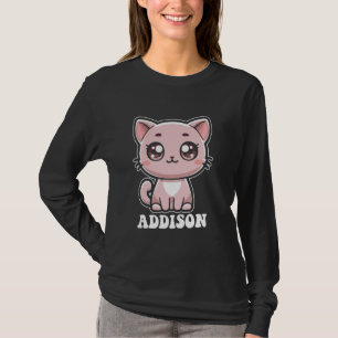 Camiseta Addison Cute Kitty Cat Design para Chicas nombra A