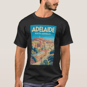 Camiseta Adelaide Australia Ilustración Arte de Viaje Vinta