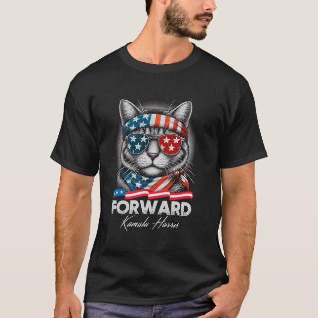 Camiseta ADELANTE Gato señoras Vota KAMALA HARRIS Adelante  (Anverso)