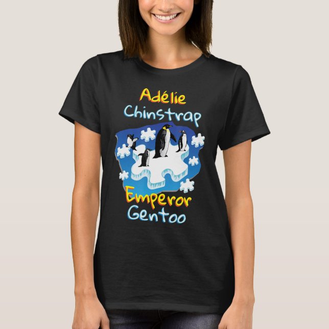 Camiseta Adelie Chinstrap Emperador Gentoo Penguins Autismo (Anverso)