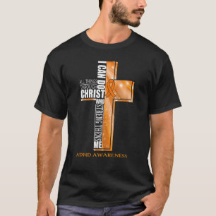 Camiseta Adhd Awareness Christian Cross Ribbon