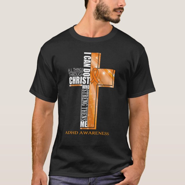 Camiseta Adhd Awareness Christian Cross Ribbon (Anverso)