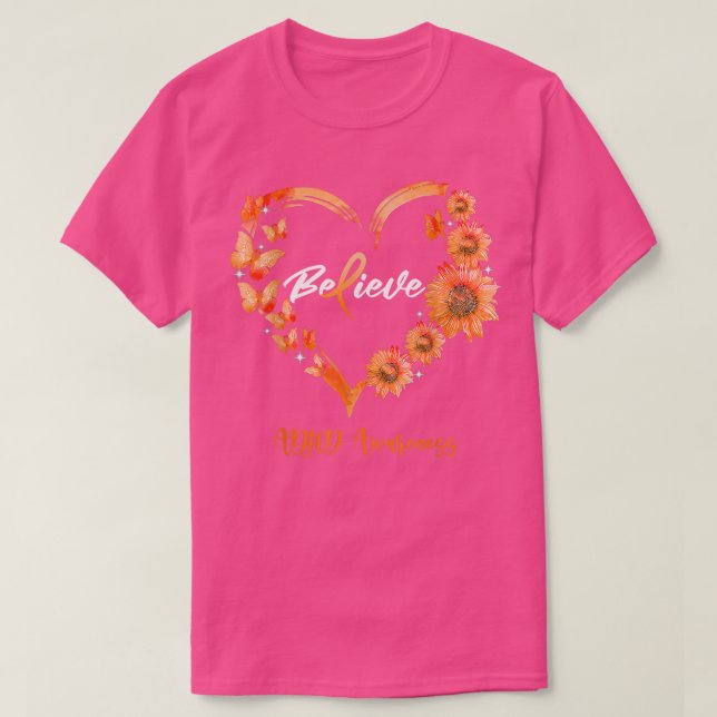 Camiseta ADHD Awareness Heart Butterfly Sunflower  (Diseño del anverso)
