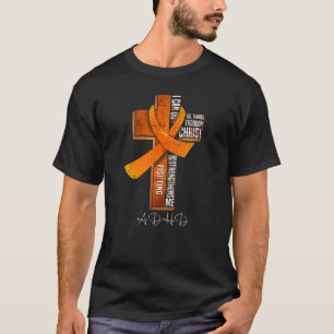 Camiseta Adhd Awareness Naranja Ribbon Cruz Cristiana