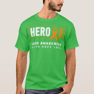 Camiseta ADHD Awareness Shirt - Orange Ribbon, ADHD Hero 