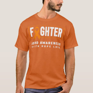 Camiseta ADHD Fighter Shirt - Orange Ribbon, ADHD Awareness