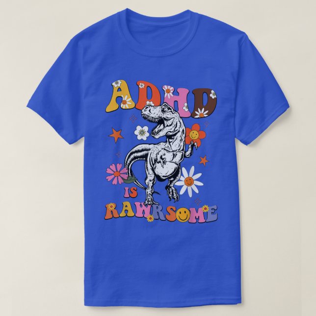 Camiseta ADHD Is Awesome Boys Girls ADHD Awareness Dinosaur (Diseño del anverso)