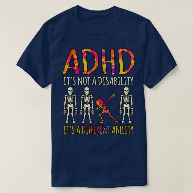 Camiseta ADHD It's Not A Disability Awareness Orange Ribbon (Diseño del anverso)