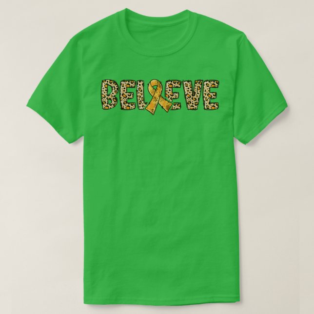 Camiseta ADHD Leopard Print Orange Ribbon Support Believe  (Diseño del anverso)