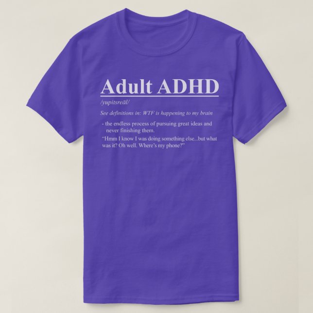 Camiseta adhd que significa tee. tee. de conciencia de la s (Diseño del anverso)