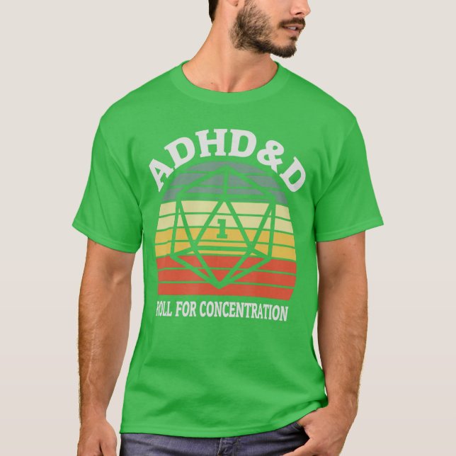 Camiseta ADHDD Roll For Concentration Funnyableop Gamer ret (Anverso)