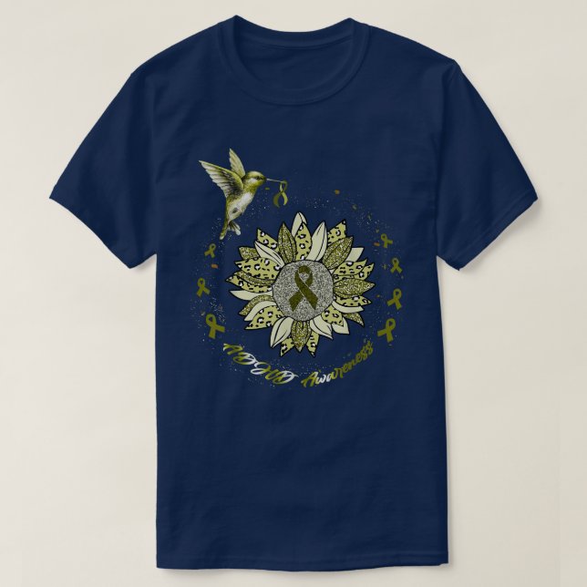 Camiseta Adhwareness Sunflower Hummingbird Ribbon (Diseño del anverso)