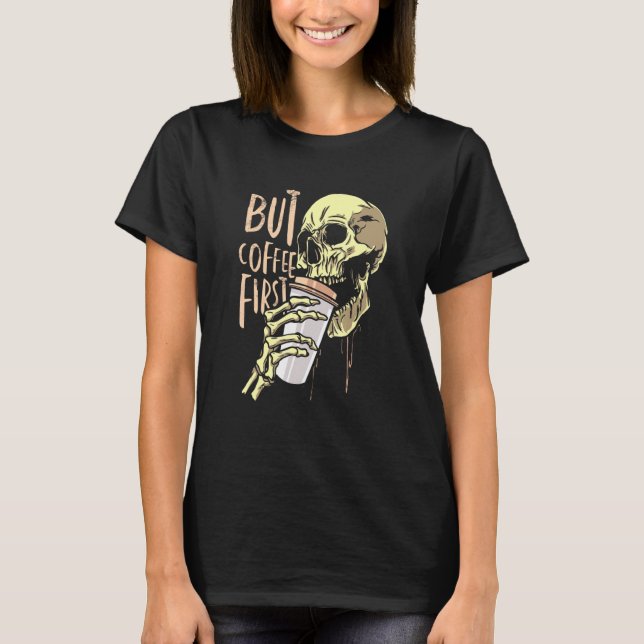 Camiseta Adicción al café de Coffee Skull (Anverso)