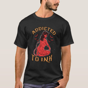 Camiseta Adicta a la tinta Salve Satanás Chica diablo Tatua