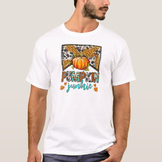 Camiseta Adicto a la Calabaza Leopardo de Otoño Hoja