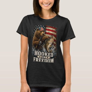 Camiseta Adicto a la libertad oso patriótico pescador