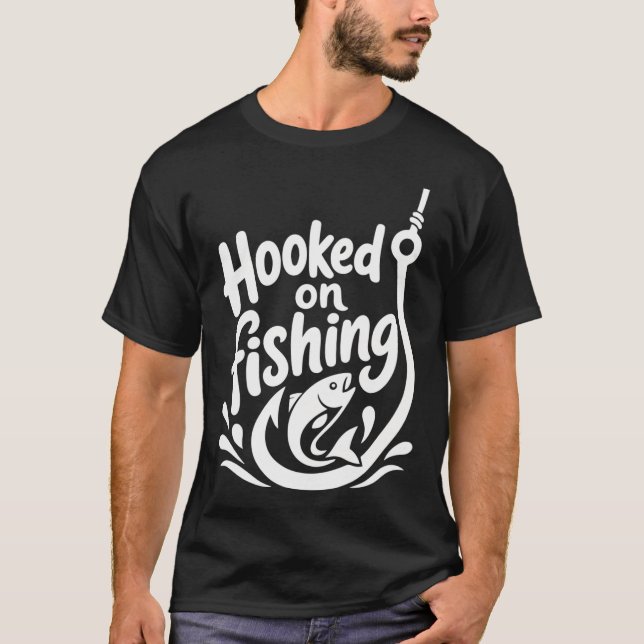 Camiseta Adicto a la pesca versión blanca (Anverso)