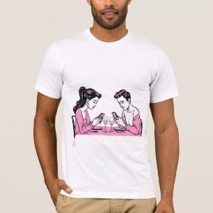 Camiseta Adicto a mi teléfono divertida cita de cena de par