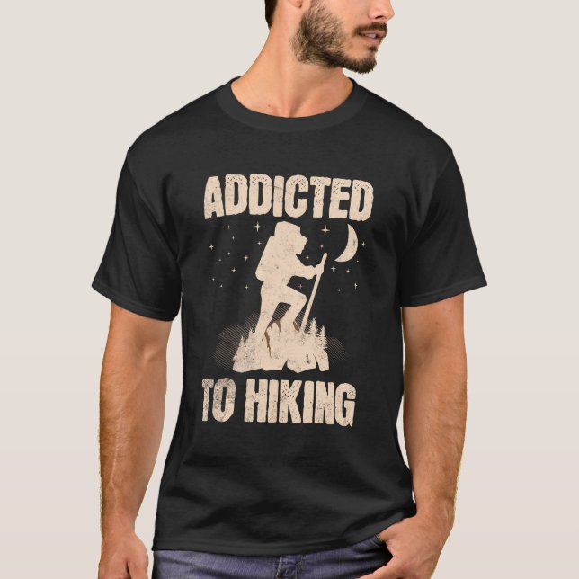 Camiseta Adicto Al Senderismo De Montaña De Estilo Retro Gr (Anverso)
