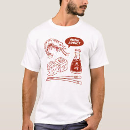 Camiseta Adicto al Sushi – Arte Dibujado a Mano de Comida J