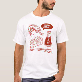 Camiseta Adicto al Sushi – Arte Dibujado a Mano de Comida J