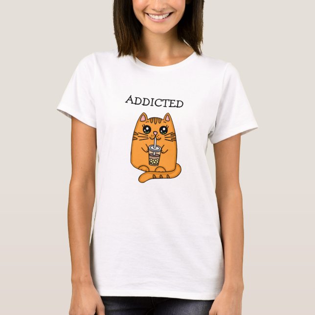 Camiseta Adictos al té de la burbuja | Gracioso Gato Kawaii (Anverso)