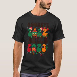 Camiseta Adiós 2022 Hola 2023 Navidades retro groovy nuevos