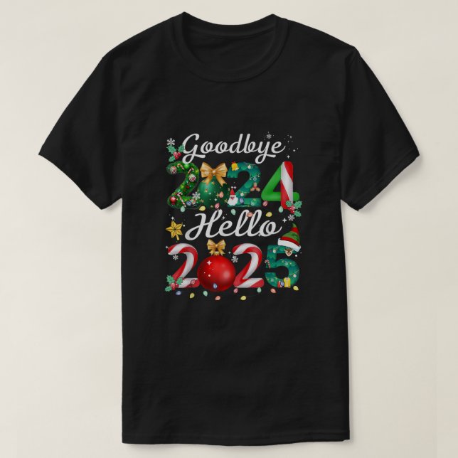 Camiseta Adiós 2024 Hola a familia de Navidades de 2025 (Diseño del anverso)