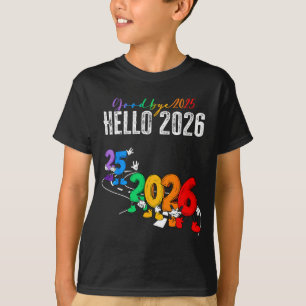 Camiseta Adiós 2025 Hola 2026 Dibujo Animado Divertido Año
