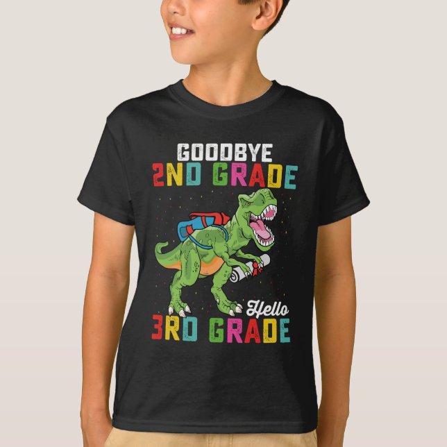 Camiseta Adiós 2do Grado Hola 3er Grado T Rex Dinosaurio (Anverso)