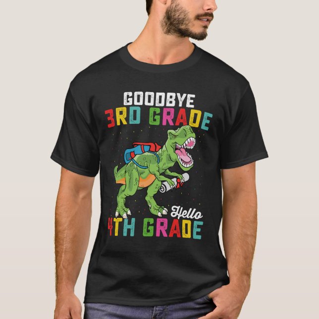 Camiseta Adiós 3° grado Hola 4° grado T Rex Dinosaurio (Anverso)