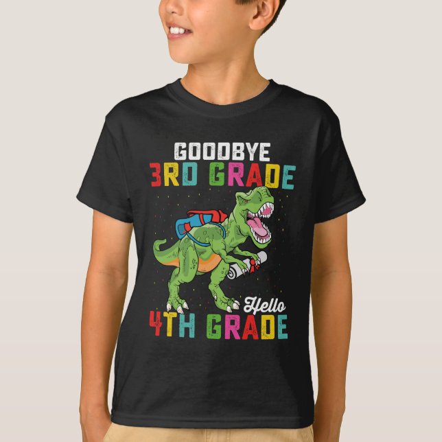 Camiseta Adiós 3er Grado Hola 4to Grado T Rex Dinosaurio (Anverso)