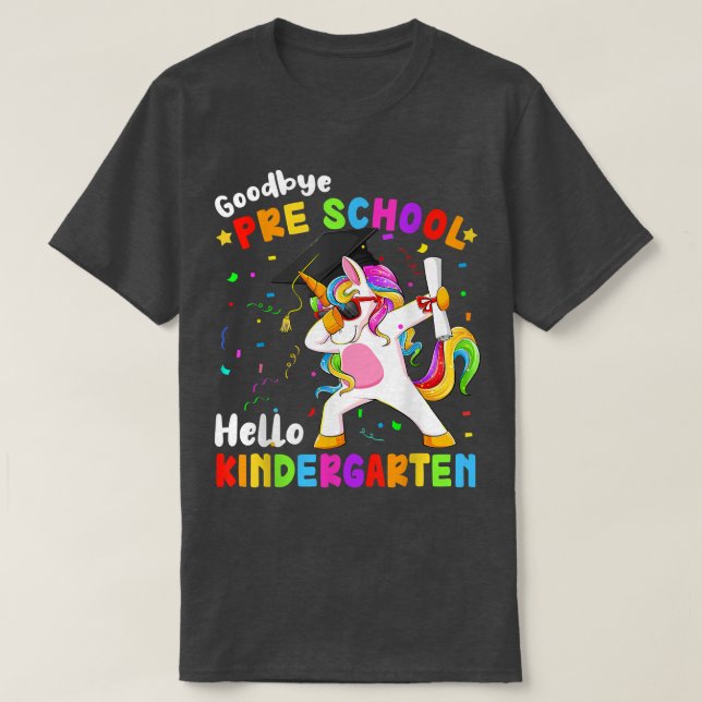 Camiseta Adiós al preescolar Hola Graduación de Kindergarte (Diseño del anverso)