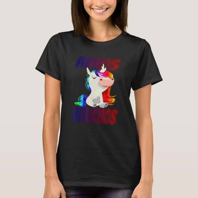 Camiseta Adiós Biatchos   Unicornio con el dedo corazón (Anverso)